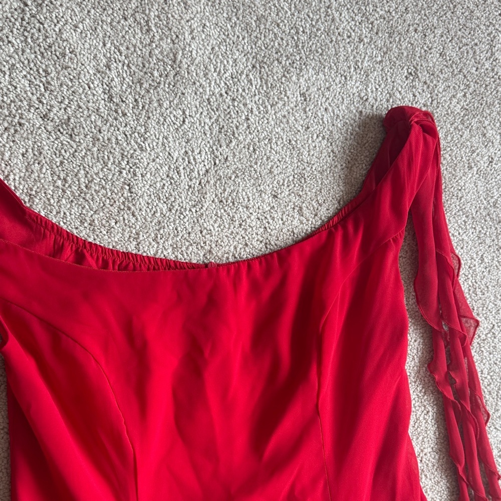 Red Sleeveless Ruffle-Trim Tank Top - Picture 4 of 7